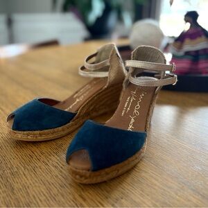 Gaimo Suede Espadrille Wedge with Metallic Ankle Strap. Handmade In Spain.